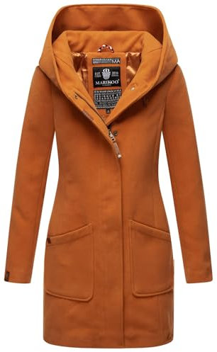 MARIKOO Damen Mantel Trenchcoat Wintermantel Übergangs Jacke Parka Lang B819 [B819-Maik-Cinnamon-Gr.XXL]