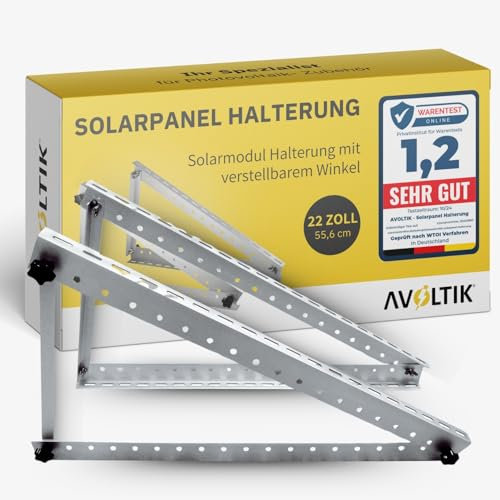 Avoltik Balkonkraftwerk Halterung I Solarpanel Halterung bis 55,6 cm, Neigungsverstellbar 0-90° I Ideal für Dach, Balkon & Boden (1er Set)