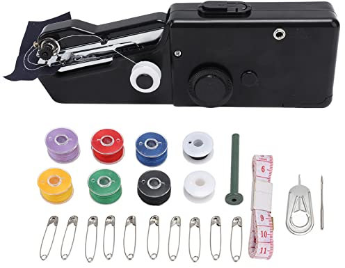 Handnähmaschine, Tragbare Mini-Elektro-Nähmaschine, Einfach zu Bedienen und Glättende Nähte, für Anfänger, die Kleidung Nähen (Schwarz)