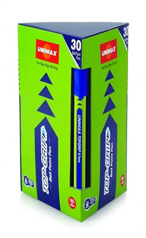 UNIMAX Top-Grip Kugelschreiber Softtouch-Gehäuse, Strichstärk: 0,45 mm, schnell trockende Tinte, Farbe: blau - 30 Stück
