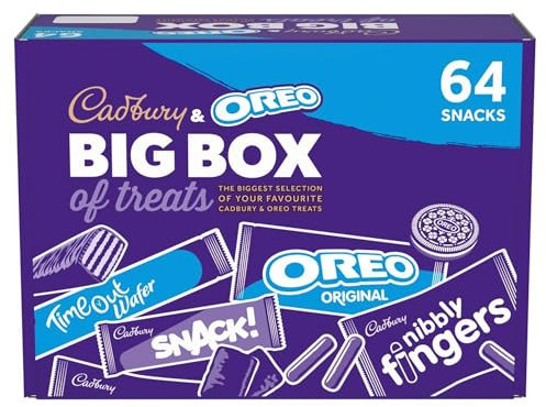 Cadbury & OREO Grande boîte de friandises, 64 chocolats et collations assortis, 1790 g (lot de 1)