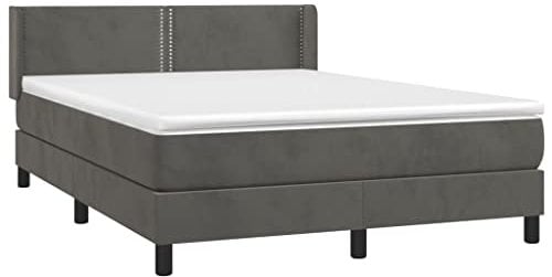 vidaXL Boxspringbett mit Matratze Bett Doppelbett Polsterbett Bettrahmen Lattenrost Bettgestell Schlafzimmerbett Hotelbett Dunkelgrau 140x200cm Samt