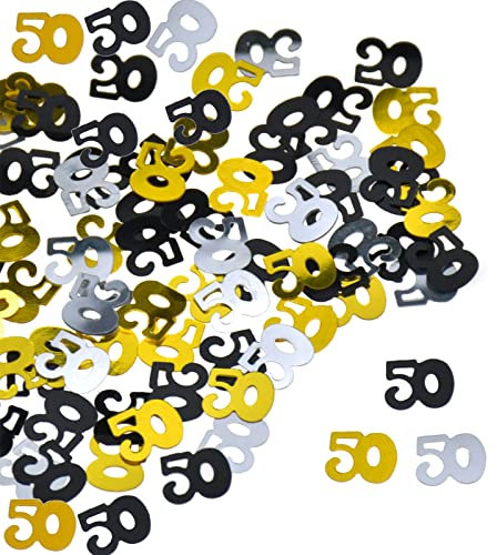 Konfetti Tischdeko 50 Geburtstag Frau Mann Deko,Streudeko 50 Geburtstag Frau Schwarz Gold,Konfetti 50. Geburtstags Deko,Confetti Deko 50 Geburtstage,Streudeko 50er,Geschenke zum 50 Geburtstags Mann