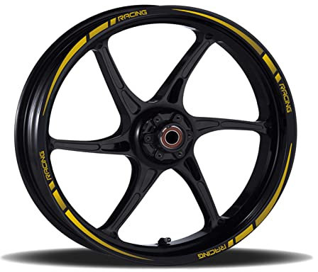 Aufkleber-Set für Motorrad kompatibel mit R1 R6 YZF R125 R-125 komplett für 2 Räder 17 Zoll Streifen Felgen wählen Farbe Artikel RT002 (091 Gold)