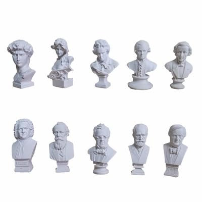 GISELA D Harz Büste Statue Figur Musiker Büste Skulptur für Zuhause Café Büro Dekor Figuren Kunst Dekoration 10 Stück/Set (10 Stück)