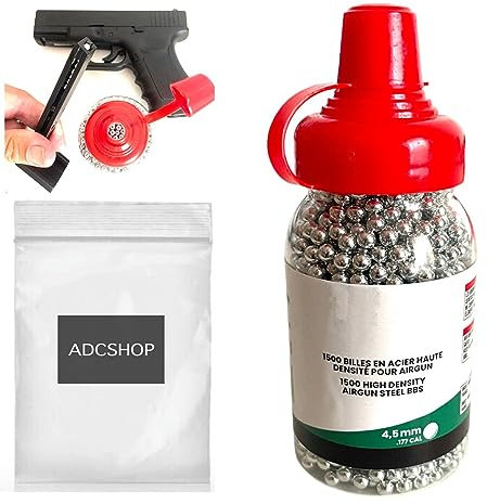 1500 Bolas de Acero Calibre 4.5 mm - Munición - para Armas Aire comprimido Pistolas CO2 4.5 mm Steel BBS Calibre 4,5 mm. Biberón de 1500 Unidades BBS.