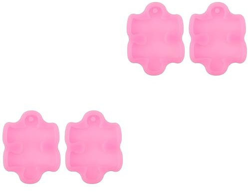 BESTonZON 4 Pcs Key Chain Mold Silicone Puzzle DIY Necklace Pendant Puzzle Fondant Resin Keychain Molds Resin Casting Molds Silicone Epoxy Keychain Cakesicles Mold Silica Gel Paper Cup Soap