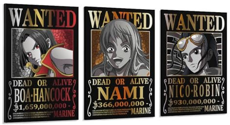 Anime One Piece Wanted Poster Nami Robin Hancock Poster Malerei Leinwand Wandkunst Wohnzimmer Poster Gemälde 60 x 90 cm