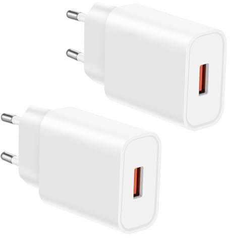 ZLONXUN 2 Piezas Cargador USB rapido – Enchufe de Carga Compatible con Samsung Galaxy,Huawei;Teléfonos móviles, tabletas, Auriculares, Consolas de Juegos,E-Book Reader (Máximo:18W)