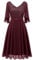 Dressystar Damen Elegant Cocktailkleid V-Ausschnitt Spitzenkleid mit Pailletten Knielang A-Linie Party Abendkleider Burgunderrot M