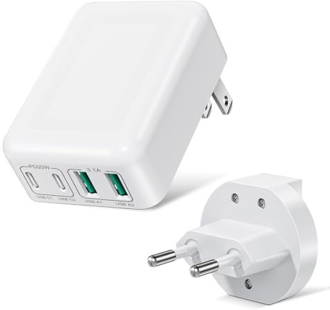 Chargeur USB C, Chargeur Multi Rapide USB Plat Total 40W, Alimentation Multi - USB à 4 Ports, Compatible avec iPhone 13/14/15/16 Pro Max, Sam-Sung Galaxy S24/S23/S22, EU, US Chargeur de Voyage