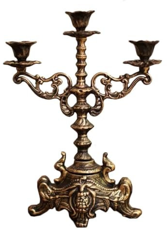 MoDma Kandelaber, 3-Armiger Kandelaber, Gusseisen-Kerzenständer, dekorative Kerzenhalter, antiker Kerzenständer für Heimdekoration(23.5x10.5x33.5cm)