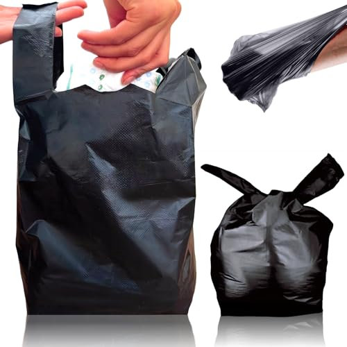 Adult Nappy Bags | 200 Pack | Sanitary Disposable Sacks for Large Incontinence Pads | 25% Thicker | Easy Tie Handles | Bag Extra Strong Thick | Fragrance Free Odourless Discrete