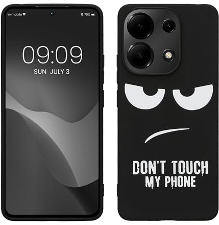kwmobile Hülle kompatibel mit Xiaomi Redmi Note 13 4G - Handyhülle Silikon Case - Don't Touch My Phone Weiß Schwarz