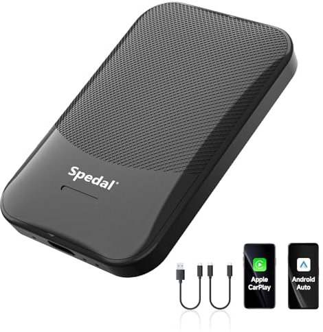Spedal Adaptateur CarPlay 2 en 1 filaire vers sans fil et adaptateur sans fil automatique Android, reconnexion automatique pour voitures avec OEM Factory Wired CarPlay et Android Auto