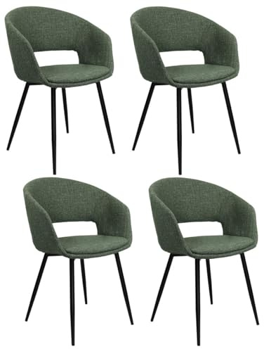 Kick Collection 4er Set Esszimmerstühl Dean - Grün - Modern und Hochwertig - Strukturierter Stoff en Metall - Erhältlich in vielen Farben