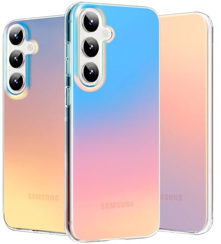 nicekool Hülle für Samsung Galaxy S24 5G, Dünn Stoßfest HandyHülle Irisierend Farbverlauf Case Kratzfeste Rückseite Durchscheinende Matt Schutzhülle, Holographique Farbverlauf