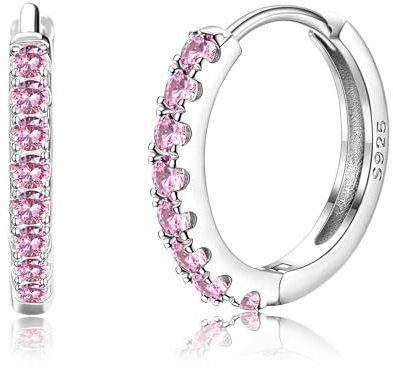 LOLIAS Creolen 925 Sterling Silber für Damen Mädchen - Kleine Zirkonia Ohrringe Huggie Hypoallergen Schlafen - Kinder