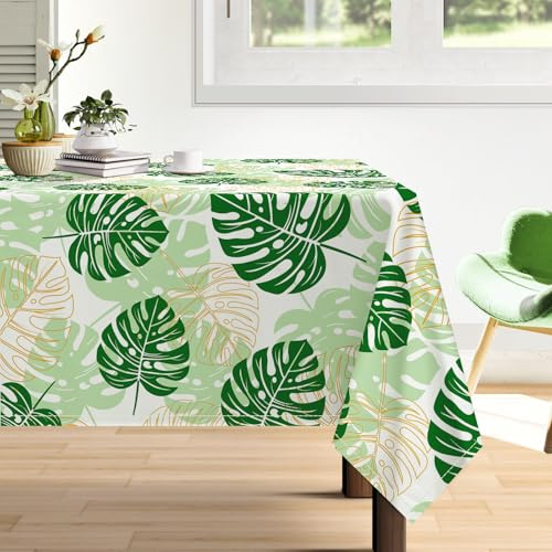 Arquiel Tischdecke Palmenblätter, Tischdecken Abwaschbar Rechteckige Tischtuch Pflanzen Tropisch Blätter Tischdeck Für Garten, Küche Essen Parteien Sommer (140X180Cm)