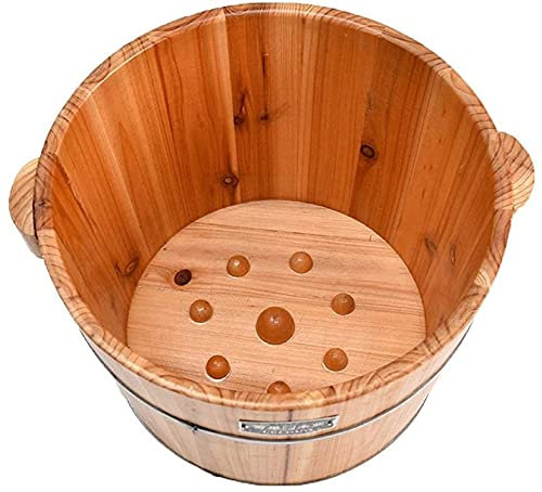 Fußbad Spa Pediküre Becken Hohe 30 cm Holz Fußbad Barrel Fußbad Eimer Eimer Füße Wanne Pediküre Becken Holz Fuß Becken Holz Sauna Eimer Eimer Erwachsene Verdickung Holz Fuß Spa Becken Massag Star of