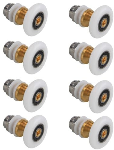 HAPPOW Duschtürrollen 25mm, 8 Stück Duschkabine Rollen, Kräftige Kupferachse und Nylonrolle-Robust und Langlebig, Duschkabinen Ersatzteile Rollen, Duschkabine Rollen für Duschtür Schiebetür