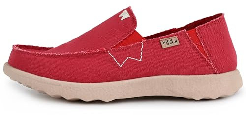 Kickback Couch 2.0 – Mocasines Ligeros de Lona para Hombre – Slip On Casual con Comodidad Todo el Día - Color Red - Talla EU44