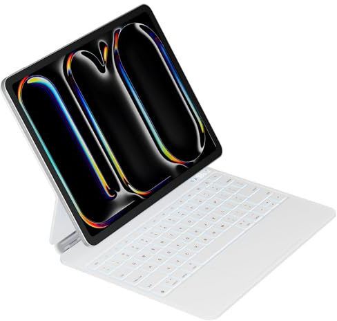 Emoonland Custodia per tastiera per iPad Pro 13 2024, Magic Keyboard iPad Pro M4 - Supporto magnetico, trackpad multi-touch, retroilluminazione a 7 colori, accensione e spegnimento automatici
