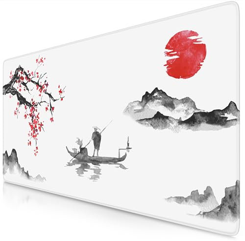 TITANWOLF - XXL Mouse Mat - Mouse Pad 900 x 400 x 3mm –Speed Gaming Mouse Pad - Extra Large MousePad - Table Mat Large Size - Improved Precision and Speed – Design Ink Sakura 5