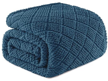 Whale Flotilla Kuscheldecke, Weiche, Warme und Flauschige Waffeldecken für Jede Jahreszeit,150X200CM, Marineblau