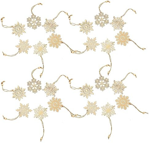 TOPBATHY 24pcs Hölzerne Schneeflocke Hanging Ornamente Weihnachtsbaum Hängende Weihnachtsfeier Layout Requisiten