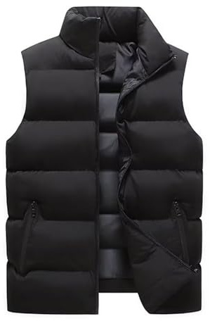 Men's Quilted Puffer Vest Padded Gilet Bodywarmer Down Jacket Lightweight Waistcoat Sleeveless Puffer Coats with Zip Pockets for Winter Outdoor Work Sports Running UK Plus Size M-5XL