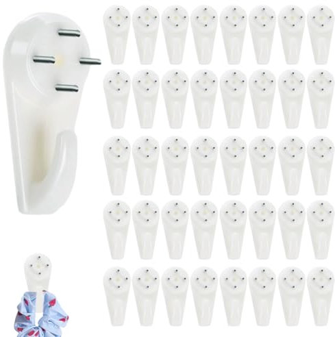 Paquete de 40 Ganchos Invisibles de Plástico Para Marcos de Fotos - Soporte de Pared Sin Costuras Para Colgar Cuadros, Fotos, Espejos