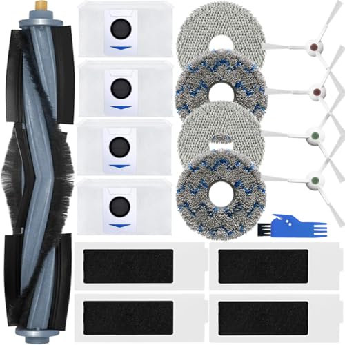 EATBALE Accessories Kits for ECOVACS Deebot T20 / T20e Omni T20 Max T20 Pro Plus Robot Vacuum Cleaner, Replacement Parts 1 Main Brush, 4 Side Brushes, 4 Mop Pad Clothes, 4 HEPA Filters, 4 Dust Bags