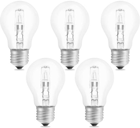 Morotty ES E27 Halogen Globe Bulbs Dimmable Warm White 2700K, A55 Shape E27 Edison Screw Light Bulb, 570LM AC 220-240V for Ceiling Fan Light Chandelier, 5 Pack