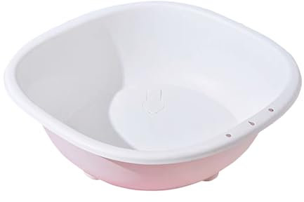 Plastic Washing Up Bowls with Drain Plug,Space Saving Multiuse,Rectangular Cleaning Bowl,for soaking clothes and outdoor activities(Pink, White, Blue) (White)
