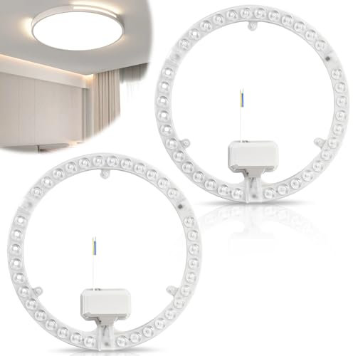 WIYETY LED Umrüstsatz: 2 Stück 36W LED Ringlampe Umrüstset, Hohe Farbwiedergabe, Energieeffizientes Modul, für Küche, Wohnzimmer und Einkaufszentrum (230mm, Weiß)