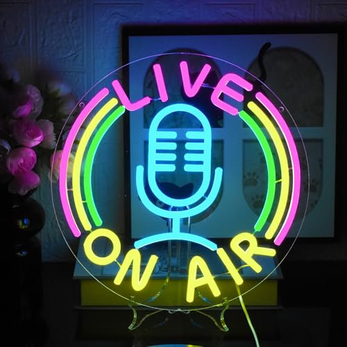 UExnkj-Y Luces de Neon Live On Air Letrero de Neon On Air adecuado para estudio, sala de juegos, decoración de pared de fiesta, luz de neón LED alimentado por USB con interruptor regulable