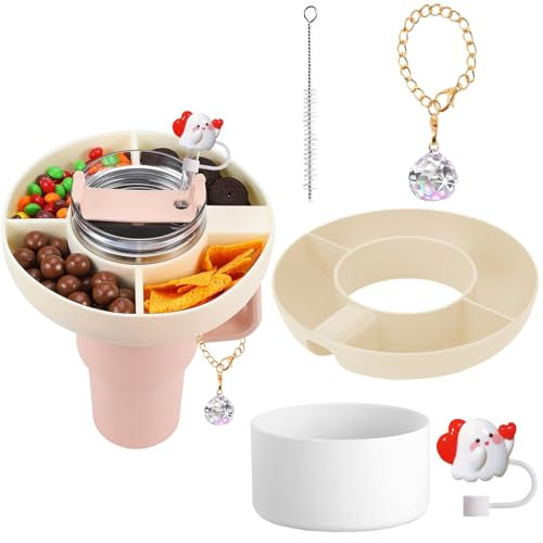BDHYYM 5 Pcs Stanley Cup Snack Bowl,Stanley Cup Accessoires,Stanley Accessoires,Bol à Goûter,Couvercle pour paille,Pendentif,Brosse de Nettoyage,Couvercle de Base de Tasse,Compatible la Stanley 40 oz