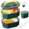 FRADABOX® Bento Lunchbox „Jules“, 2 Etagen, Premium Edelstahl, BPA-freie Brotdose mit Besteck ideal für unterwegs, Meal Prep Bento Box mit Fächern für Erwachsene auslaufsicher und mikrowellengeeignet