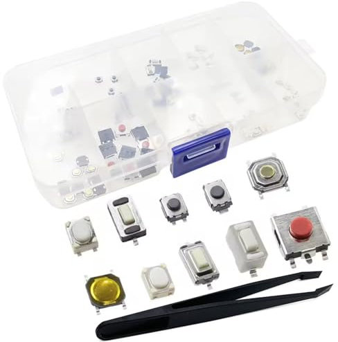 Interruptor de Botón Táctil,Pulsador Micro Interruptor,Microinterruptor Táctil Surtido Kit, Táctil Interruptor de Botón,Táctil Pulsador Interruptor,Con 1 pinzas,Para Coche Control Remoto Llave,100 pcs