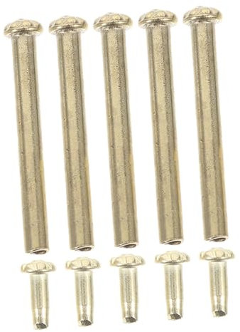 Folding Fan Rivet and Nut Kit: 5 Sets Gold Metal Replacement Axle Pins - Hand Repair Fasteners for DIY Fixing Handheld, Paper, Fabric & Bamboo Fans