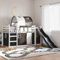 LLEZKBR Beds & Accessories,Beds & Bed Frames-home-Bunk Bed without Mattress with Slide White and Black 90x190 cm Single