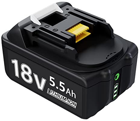 5500mAh Ersatzakku für Ma-Kita 18V 5,5Ah Akku Li-ion BL1850 BL1850B BL1830 BL1860B BL1845 BL1835 BL1815 194205-3 LXT-400 BL1860 with LED Werkzeugakku