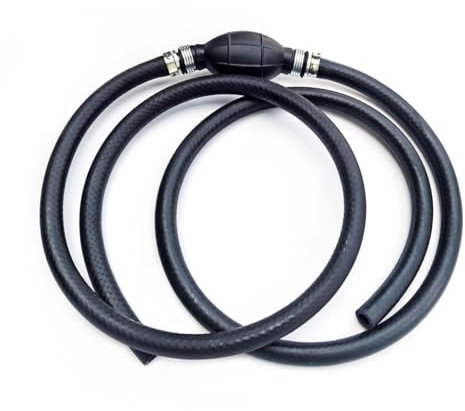3/8 Inch 6FT boat fuel line with primer bulb Nylon Braided Fuel Line Assembly 3/8 10mm Hose Line Universal Fuel Line with Primer Bulb Steel Hose Clamps for Marine Outboard Boat Motor RVs