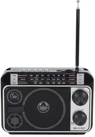 Radio Portátil Am FM SW Bluetooth, Radios de Transistores Vintage, Radio de Emergencia de Suministro de Energía Dual con Antena Telescópica, para Viajes Al Aire Libre en Casa