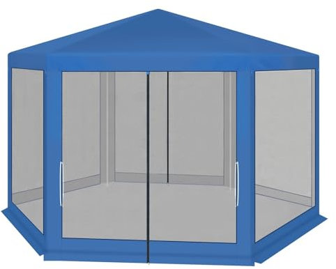 MNEVZX Auvents pour Voitures Tonnelle de Jardin extérieure avec moustiquaire 3,8 x 3,3 m Pergola hexagonale d'extérieur Tente de fête Parois latérales en Maille Carport Tente de Garage