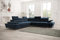 Friderik Ecksofa Galaxy MAX 276×276 cm mit Schlaffunktion – Stoffbezug Terra, Verstellbare Kopfstützen, Bettkasten (Dunkelblau, Links)
