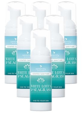 Hand Cleansing Sanitiser Foam, No Alcohol Foaming Hand Sanitizer Dispenser - White Lotus & Seagrass (50 ml (Pack of 6))