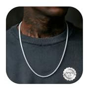 YADOCA Collana Uomo Argento 925 Collana Argento Uomo Spiga Catene Ipoallergeniche Catena Robusta all'Acqua Gioielli di Moda Regalo Lunghezza 46/51/56 CM