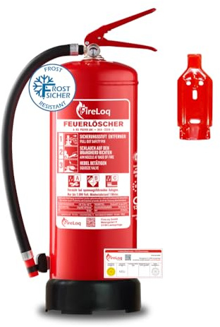 FireLoq 6kg Pulver Feuerlöscher für Brandklasse ABC mit 34A 233B C ergibt 10 LE Dauerdruck inkl. Prüfnachweis,Wandhalter und Manometer